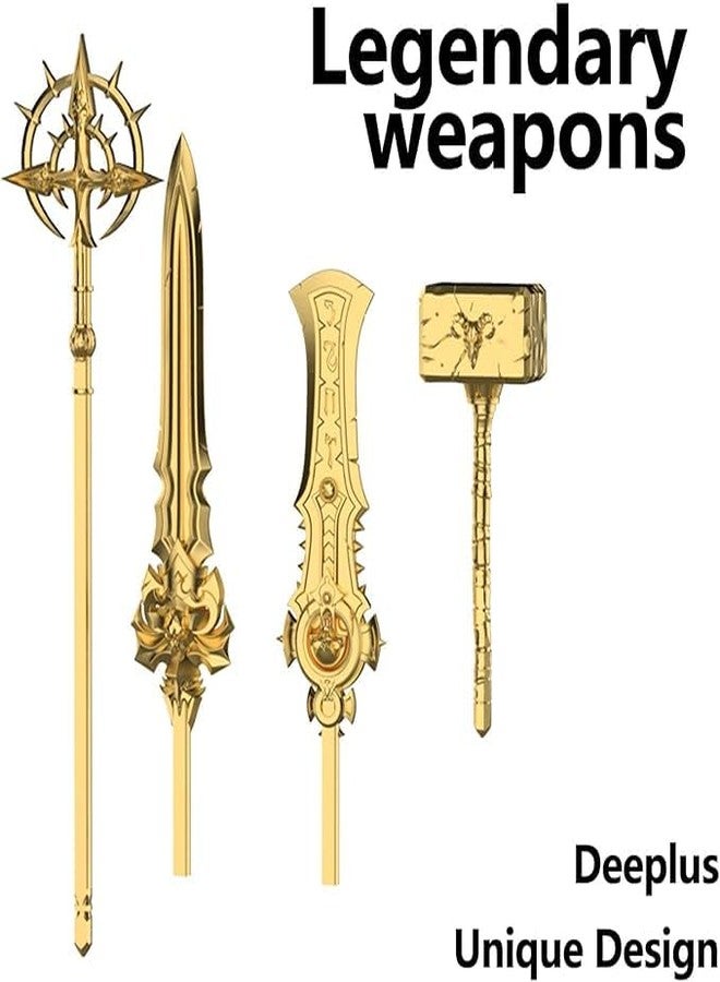 VALUEVIBES T13 Action Figure, Robot Action Figure, Pre-Assembled, T13 Action Figures 3D Print of Movable Figures with Multiple Joints (with 4 Weapons + 6 Hand Types + 6 Wings) (Golden) - Image 3